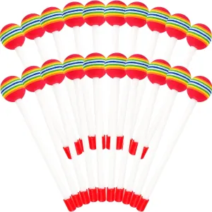 20 Pcs Drum Sticks Rainbow Lollipop Drumsticks Bulk Plastic Lollipop Felt Soft Foam Head Beat Drumsticks for Kids Adults Musical Instrument Accessories Hand Percussion Toy