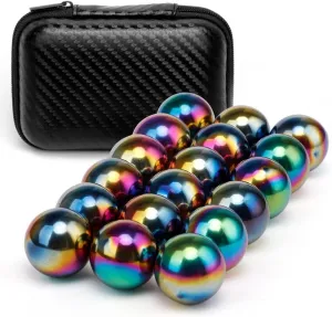 20 PCS Rainbow Magnet Stone Ball Fidget Toys for Adults, Fidget Mangetic Rock with Fiber Case, Replacement for Ferrite Putty Office Desk Decoration Stress Relief Gift