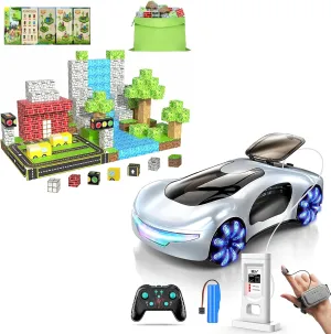 200PCS Magnetic Building Blocks & Gesture Sensing RC Stunt Car Gifts Set for Kid