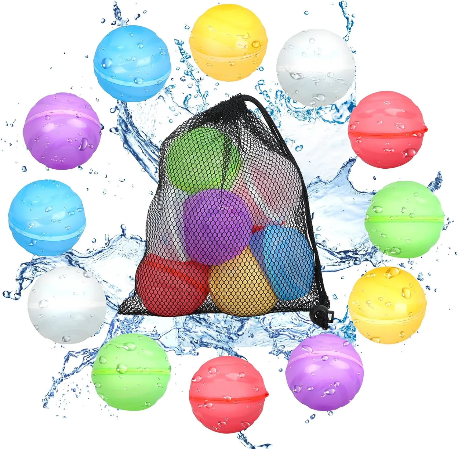 2024 Seashell Shaped Reusable Water Balloons, Summer Pool Beach Water Toys for Boys and Girls, Quick Fill Water Balls Toys, Self Sealing Water Ball,Outdoor Activities Water Games Toys(12pc)