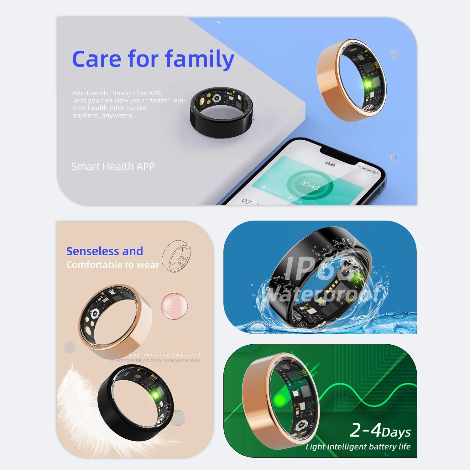 2025 Upgraded Smart Ring for Women&Men,IP68 Waterproof Fitness Tracker with Heart Rate/Blood Oxygen/Sleep/Step/Calories/Distance Monitor,No Subscription Fee,Compatible with iOS&Android (Silver, 9)