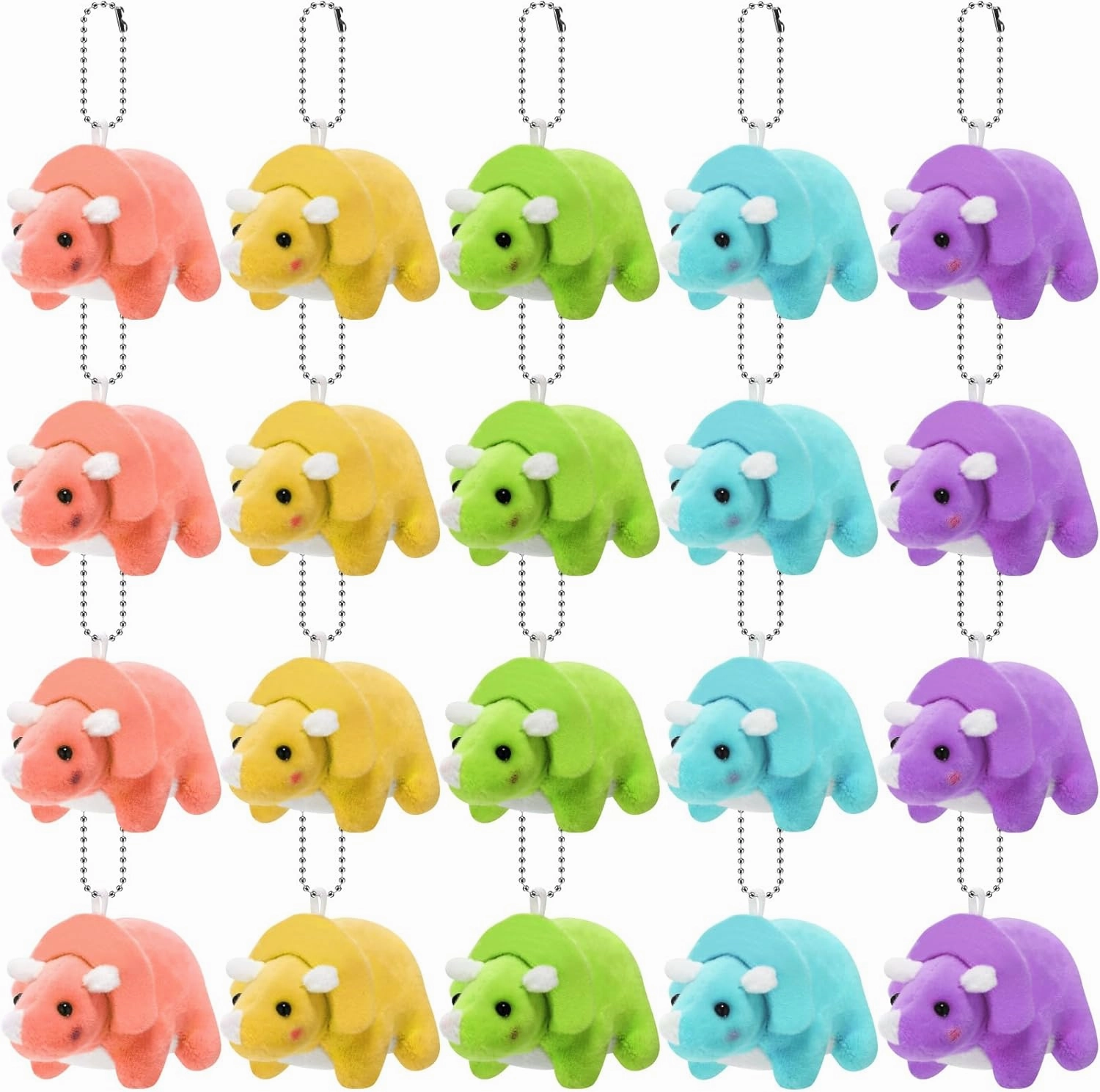 20 Pcs Mini Dinosaur Plush Bulk Triceratops Keychains Stuffed Animal Dinosaur Birthday Party Favors Small Dino Plush Bulk Graduation Gifts for Baby Shower Birthday Party Woman