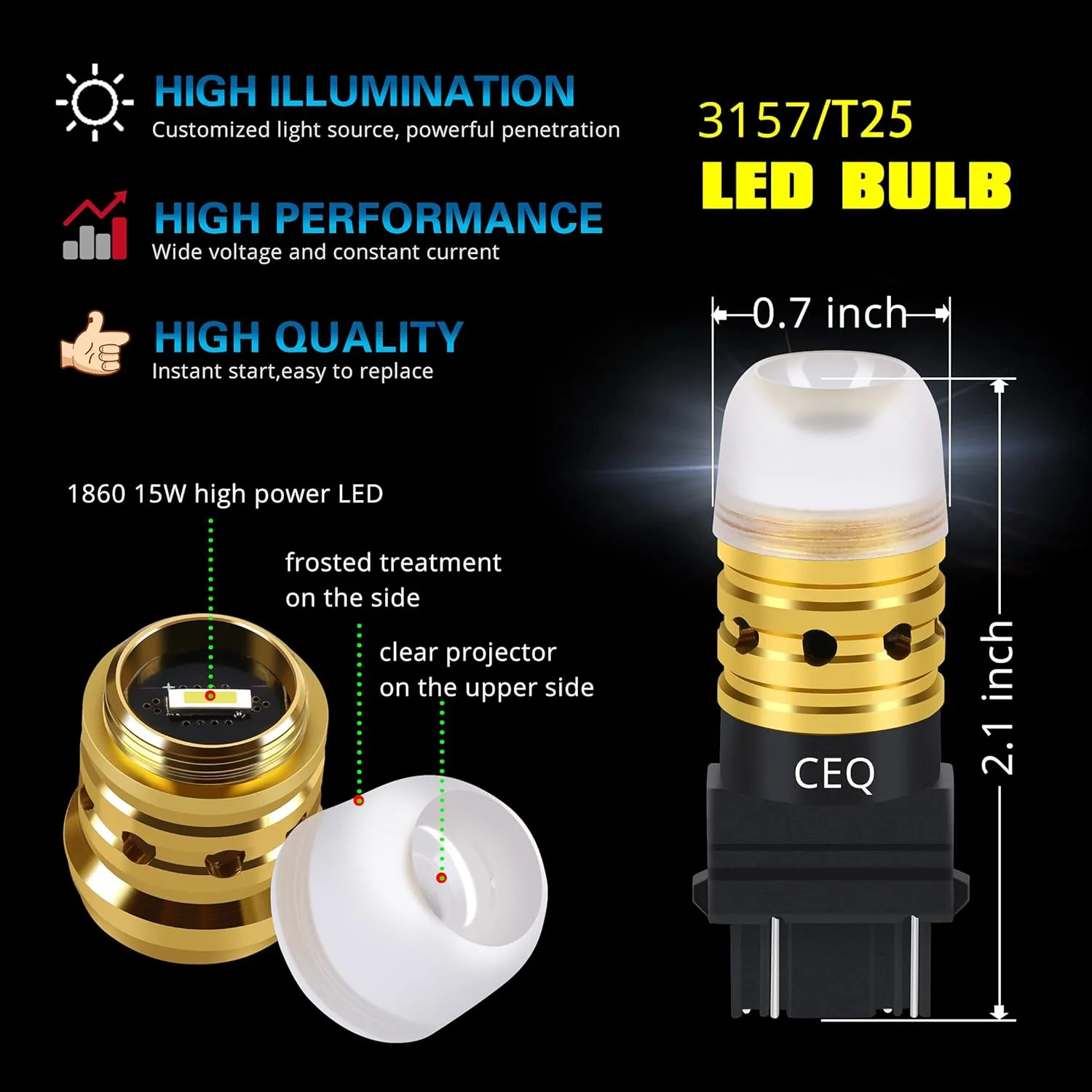 2200 Lumens T25 Wedge 3156 3157 LED Bulbs, 12V Reverse, Turn Signal, DRL, Brake, Tail Lights, 6000K Xenon White Super Bright 3057 4057 4114 3457 4157 Upgrade