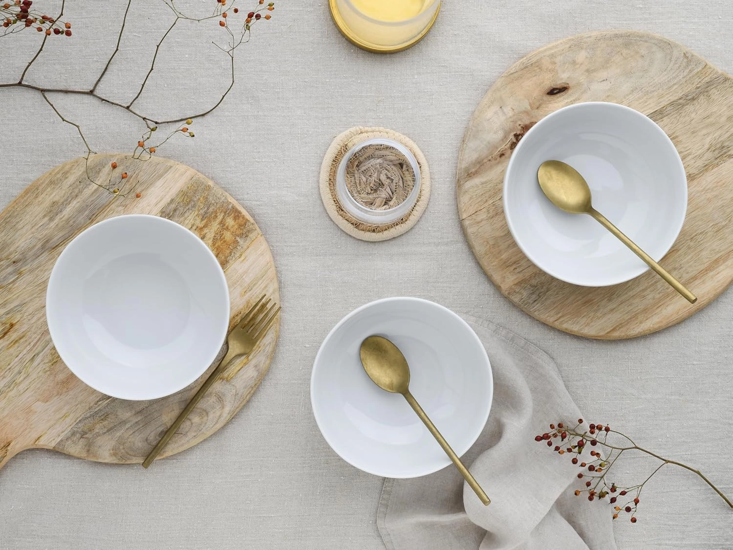 22554 Series Allround White, 4-Piece Crockery Set, Buddha Bowl Set Made of Porcelain, Dishwasher and Microwave Safe