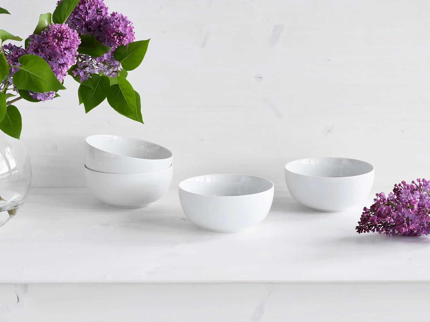 22554 Series Allround White, 4-Piece Crockery Set, Buddha Bowl Set Made of Porcelain, Dishwasher and Microwave Safe