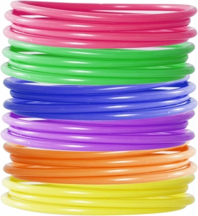 24 Pcs Multicolor Plastic Toss Rings Kids Ring Toss Game Carnival Rings for Speed and Agility Practice Games, Garden Backyard Outdoor Games, Bridal Shower Game, Game Booth