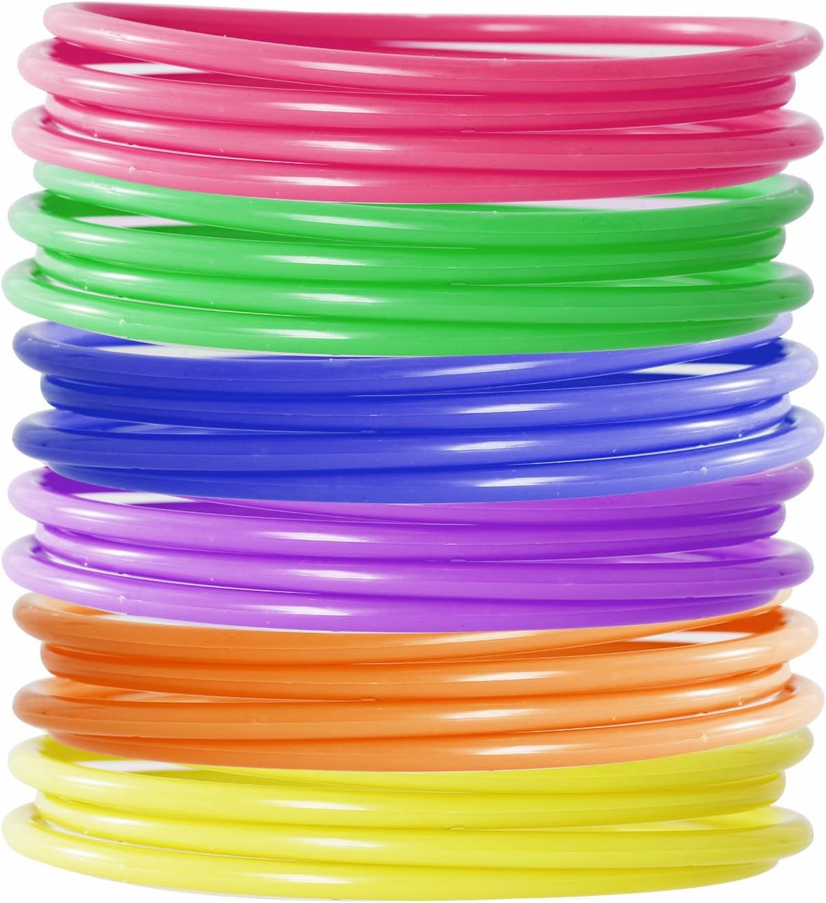 24 Pcs Multicolor Plastic Toss Rings Kids Ring Toss Game Carnival Rings for Speed and Agility Practice Games, Garden Backyard Outdoor Games, Bridal Shower Game, Game Booth