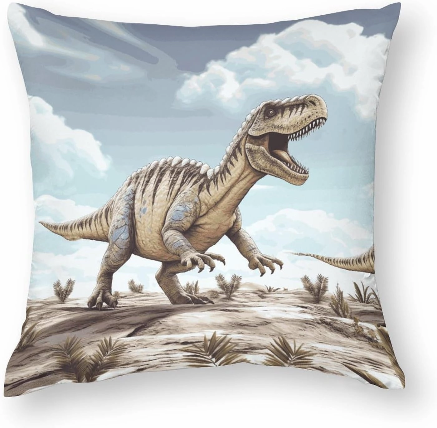 24"x24" Throw Pillow Covers Dinosaur Walking Pillow Cover for Sofa Decorative Square Pillowcases Soft Cozy Cushion Cases for Couch Bed Bedroom Living Room Office