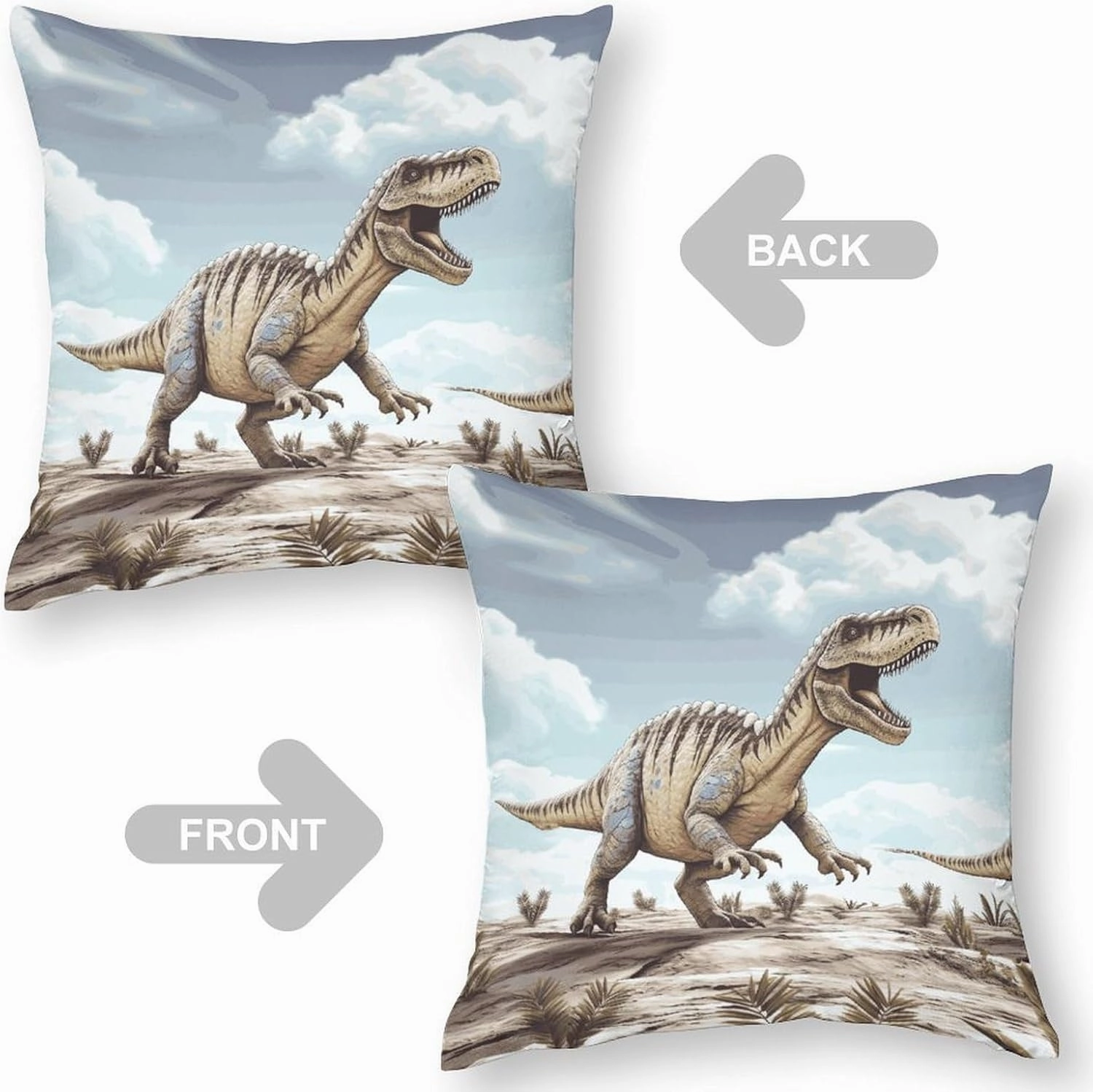 24"x24" Throw Pillow Covers Dinosaur Walking Pillow Cover for Sofa Decorative Square Pillowcases Soft Cozy Cushion Cases for Couch Bed Bedroom Living Room Office