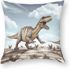 24"x24" Throw Pillow Covers Dinosaur Walking Pillow Cover for Sofa Decorative Square Pillowcases Soft Cozy Cushion Cases for Couch Bed Bedroom Living Room Office