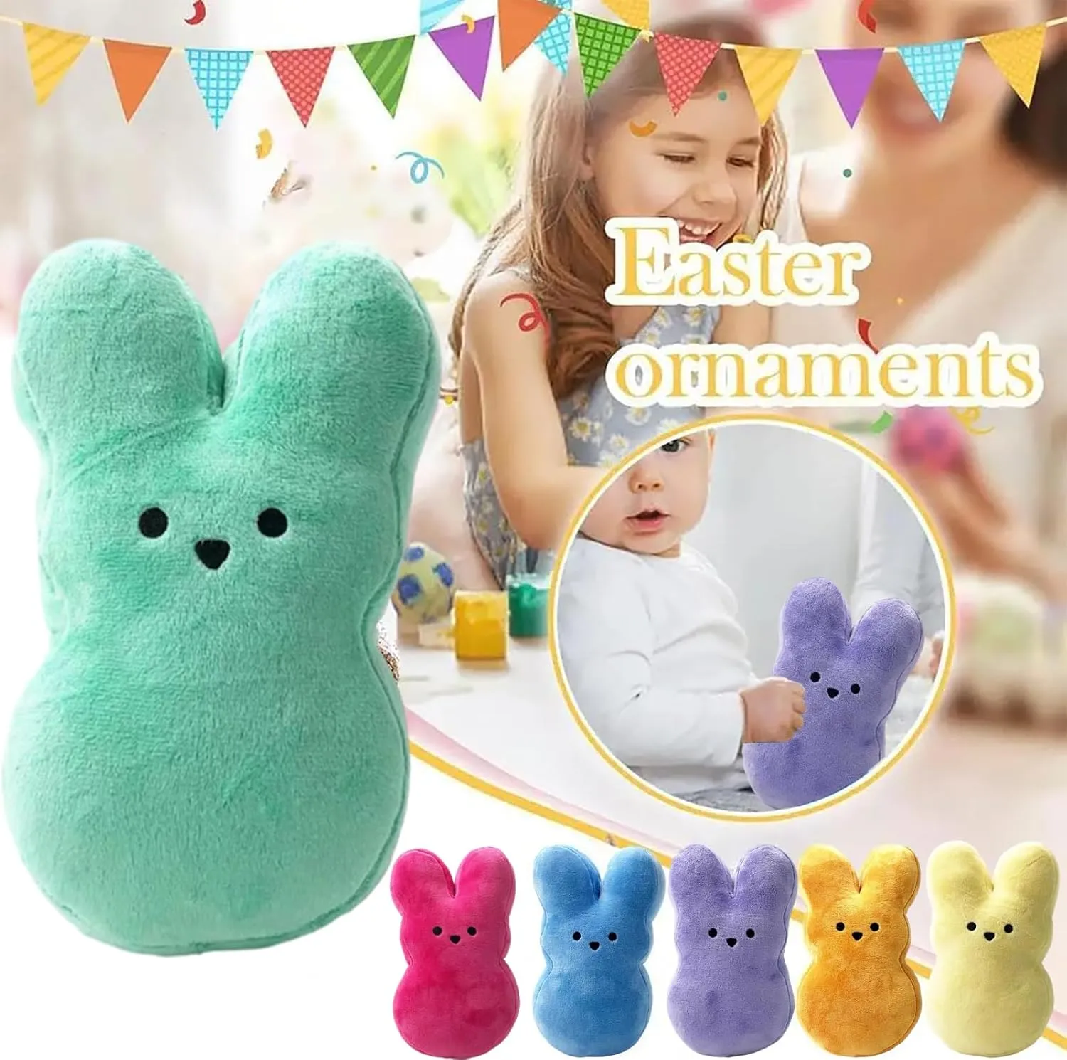 24Pcs Easter Bunny Stuffed Animal, Cute Animal Carrot Peep Bunny Doll, Easter Basket Stuffers, Rabbits Animal Easter Bunny Plush Doll Toy Desktop Sofa Decor