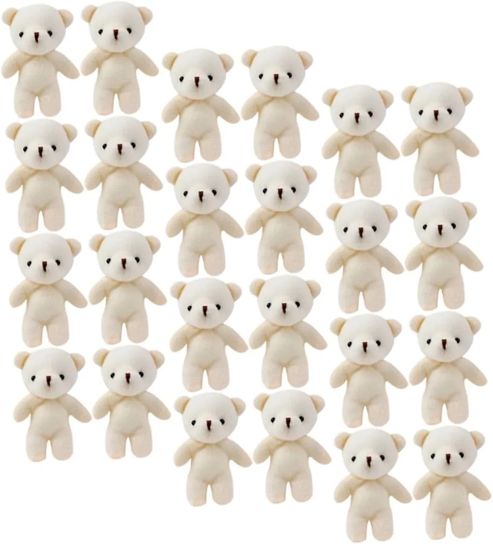 24pcs Mini Plush Bear Keychain Wear Resistant Tiny Bears for DIY Decoration for Birthdays Weddings Valentine Day and More