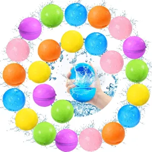 24Pcs Reusable Water Balloons, Summer Water Toys, Magnetic Water Ball for Outdoor Games, Pool Toy, Beach Toys for Kids