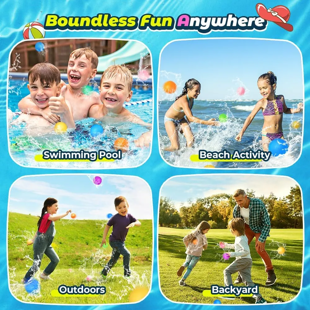 24Pcs Reusable Water Balloons, Summer Water Toys, Magnetic Water Ball for Outdoor Games, Pool Toy, Beach Toys for Kids