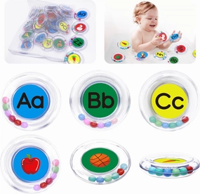 26pcs Letters Floating Alphabet Bath Toys Ring, Mold Free Bathtub Toys Water Pool Toys Set with Mesh Bag for Kids Babies Toddlers Ages 2 3 4 - Preschool ABC Learning Educational Gifts