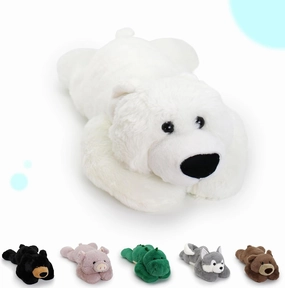 2 Lb Weighted Stuffed White Bear Animals - 16 Inches Bear Dog Dino Pig Plush Throw Pillow Toy - Embroidered Plushie Collectible - Kawaii Plushies Hugging Toy Gifts for Kids & Adults ( White Bear )