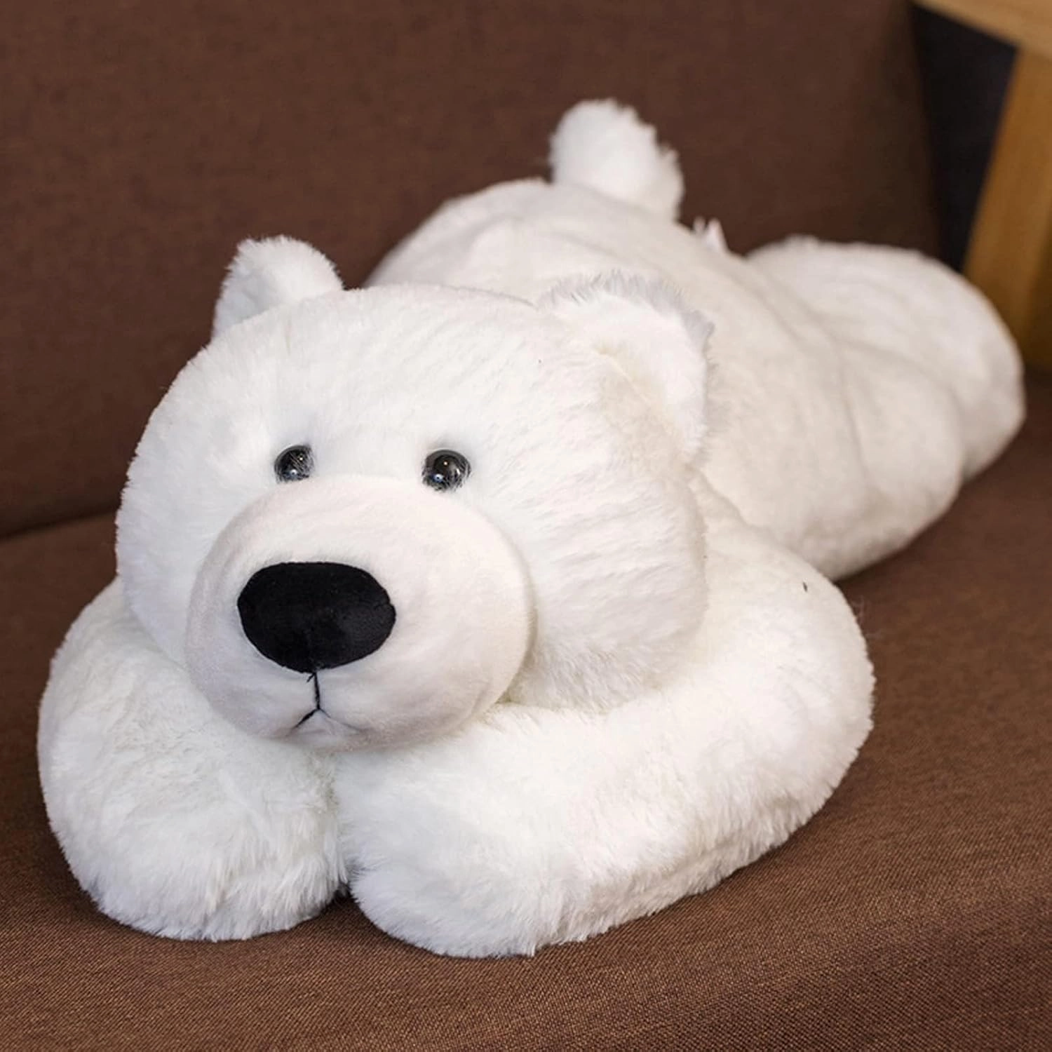 2 Lb Weighted Stuffed White Bear Animals - 16 Inches Bear Dog Dino Pig Plush Throw Pillow Toy - Embroidered Plushie Collectible - Kawaii Plushies Hugging Toy Gifts for Kids & Adults ( White Bear )
