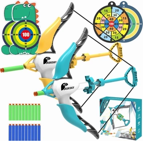 2 Pack Bow and Arrow for Kids Toys - Archery Set with 20 Suction Cup Arrows & 4 Targets,Outdoor Toys Archery Set for Kids Boys & Girls Ages 3-12 Years Old