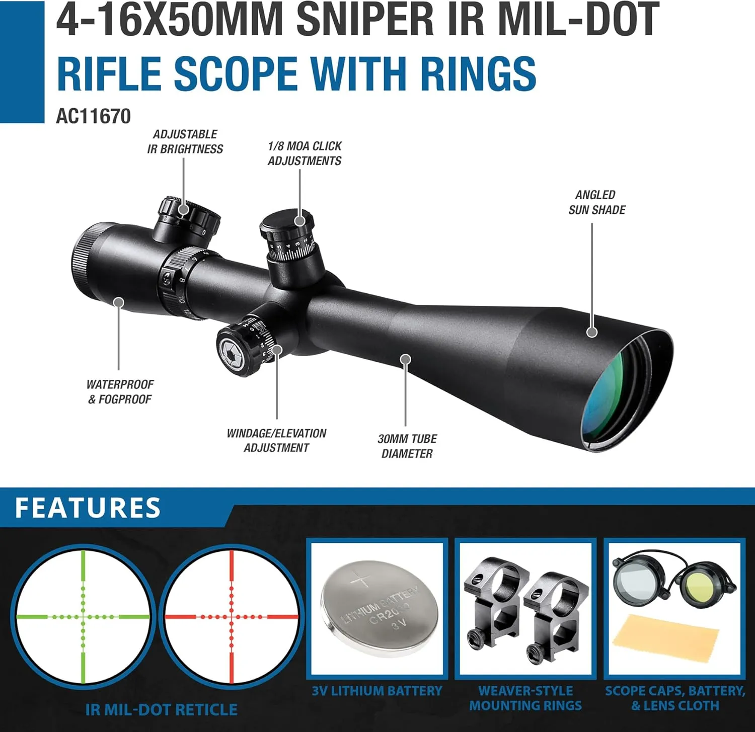2nd Generation Precision Riflescope with Illuminated Reticle Side Adjustable Parallax for Long Range Shooting & Hunting
