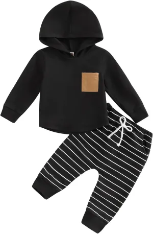 2Pcs Baby Boys Hoodie Tops Pants Set Dinosaur Deer Print Sweatsuit Fall Winter Outfits