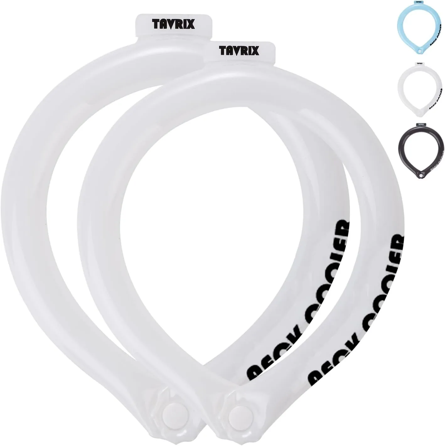2PCS. Mixed Sizes Neck Cooling Tubes with Snap Button | Reusable Ice Wraps   Insulated Bag | Freeze Below 64°F Activate Cold Neck Rings for Outdoor Work, Sports & Heat Relief. (White M L)