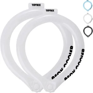 2PCS. Mixed Sizes Neck Cooling Tubes with Snap Button | Reusable Ice Wraps   Insulated Bag | Freeze Below 64°F Activate Cold Neck Rings for Outdoor Work, Sports & Heat Relief. (White M L)
