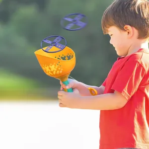 2PCS Outdoor Flying Disc Launcher Toy, Garden String Launcher Toys, Manual Capture Catching Outdoor Games Fun Outside Flying Disc Toys for Kids Yard Toys