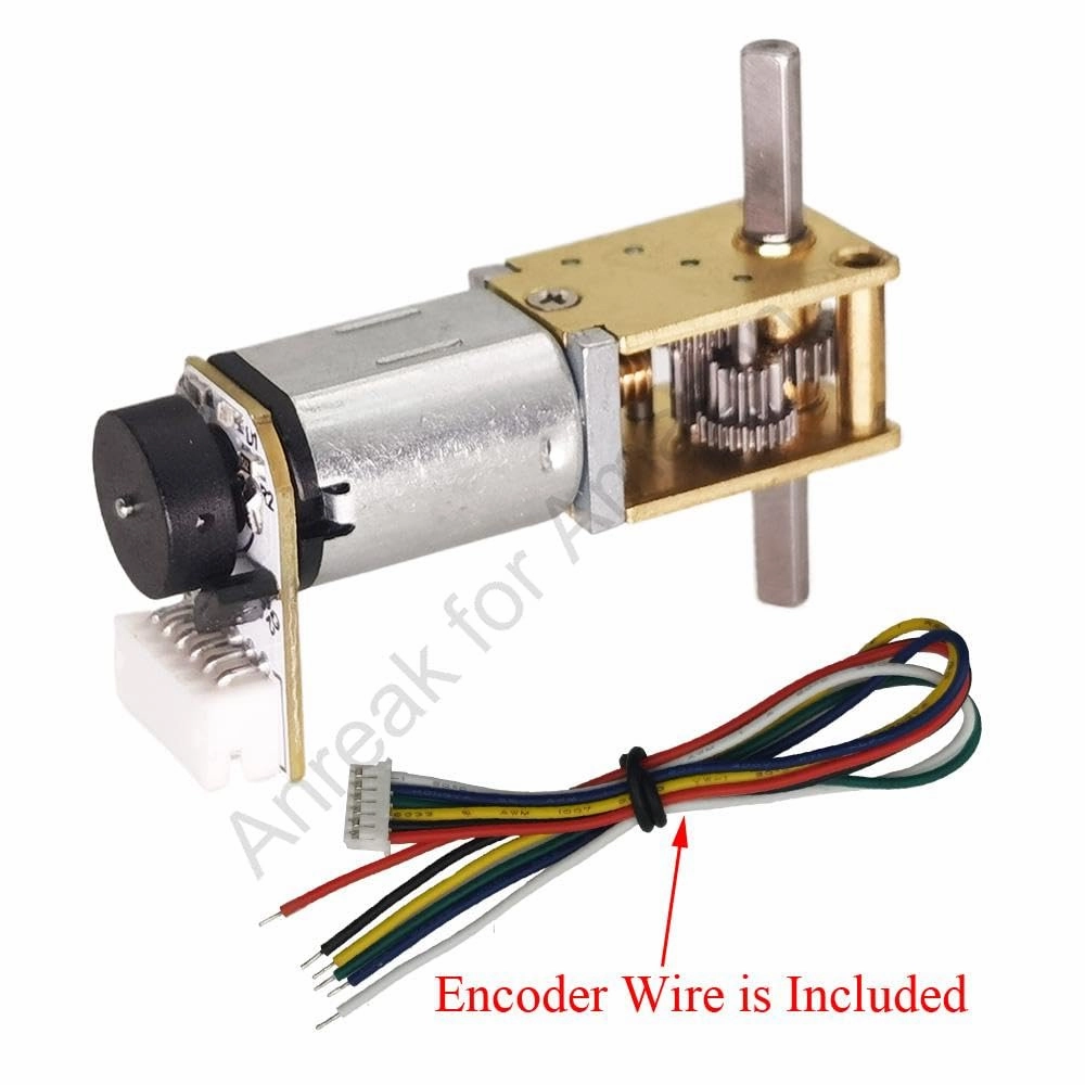 2Pcs DC 12V 200RPM Φ3x10mm Double Shaft N20 Worm Gear Motor with Encoder, 3-12V 4-381RPM Ideal for Robotics and Mini CNC Machines (12-200)