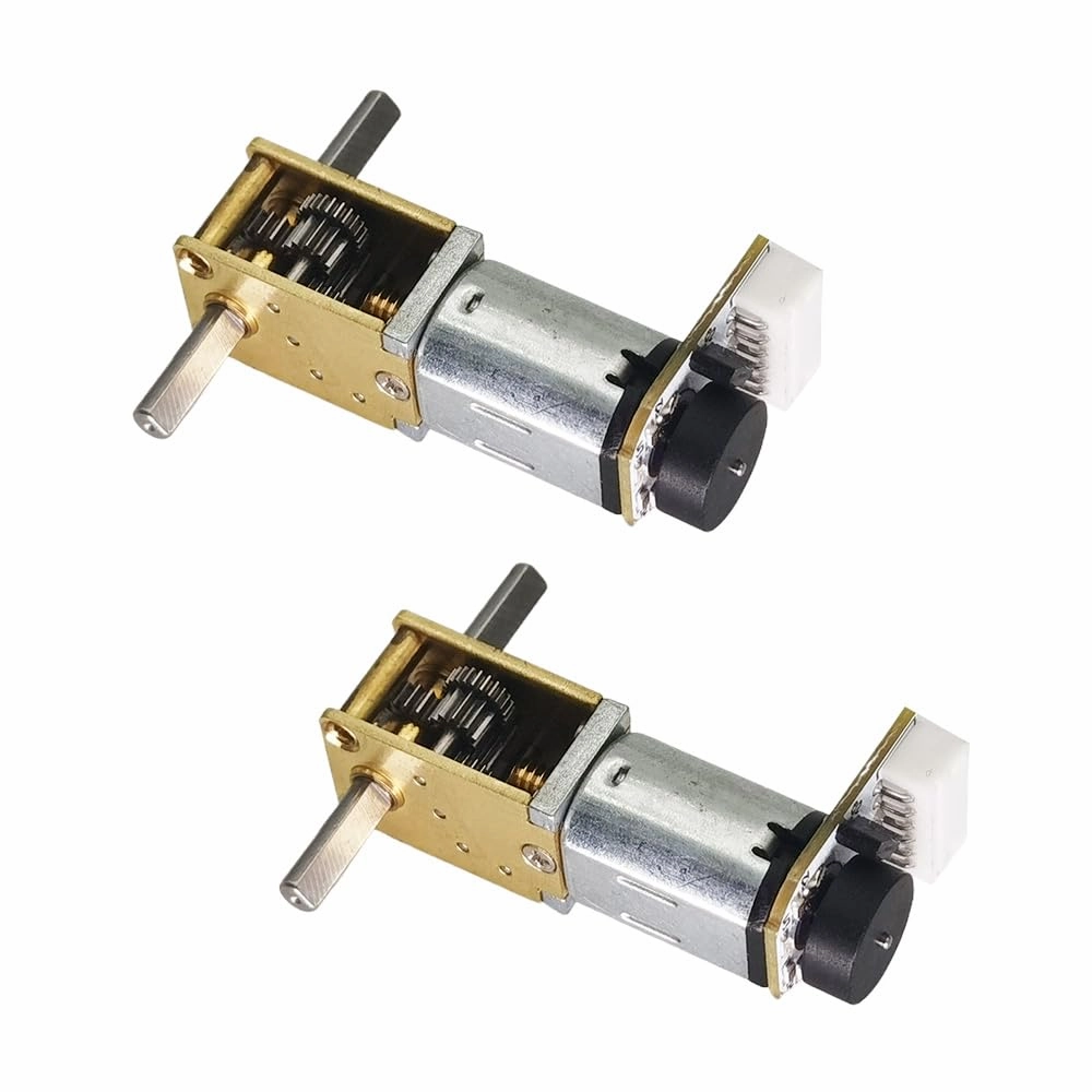2Pcs DC 12V 200RPM Φ3x10mm Double Shaft N20 Worm Gear Motor with Encoder, 3-12V 4-381RPM Ideal for Robotics and Mini CNC Machines (12-200)