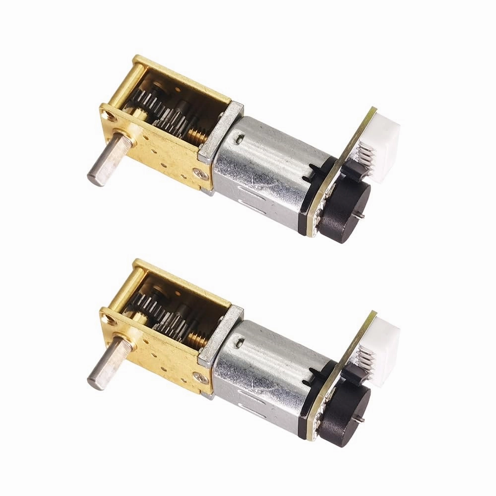 2Pcs DC 12V 68RPM Φ3x8mm Single Shaft N20 Worm Motor with Encoder, 3-12V 4-381RPM High Torque for Robotics and DIY RC Toys (12-68)