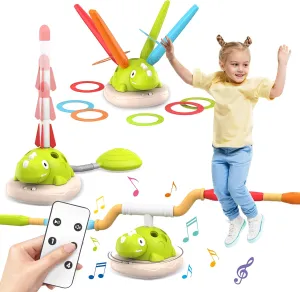 3 in 1 Musical Jump and Toss Ring Game Stomping Launch Rocket Launcher for Kids Toys with Remote Control Indoor Outside Toys for Kids Ages 4-8 5-7 8-13 Birthday Gifts