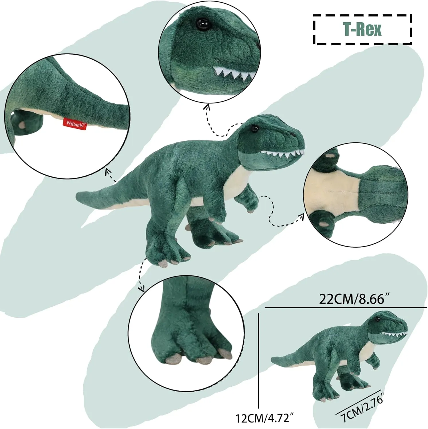 3 Pcs Dinosaur Stuffed Animals - 8'' Spinosaurus & T Rex Plush Dinosaur Toys for Kids 3-5