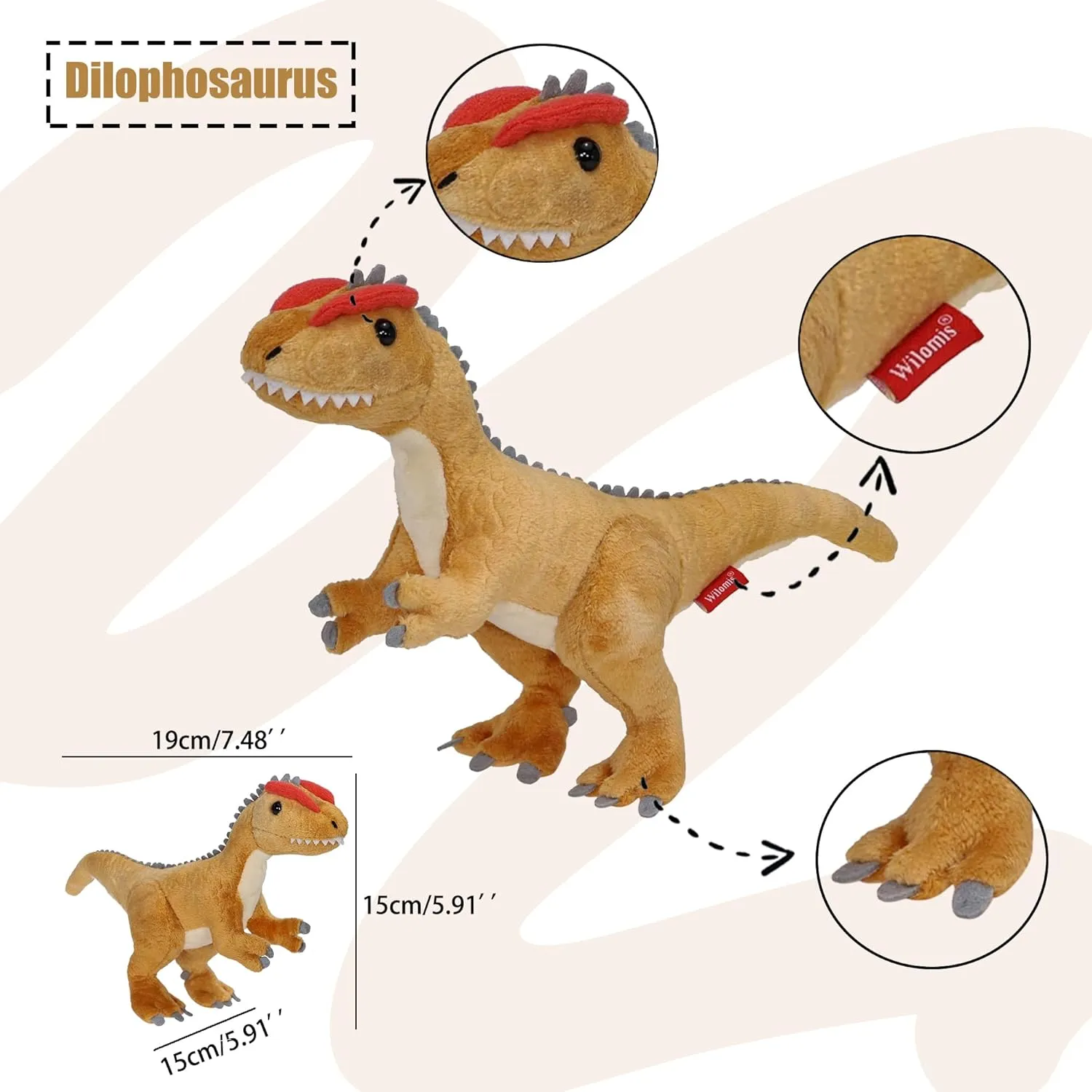 3 Pcs Dinosaur Stuffed Animals - 8'' Spinosaurus & T Rex Plush Dinosaur Toys for Kids 3-5