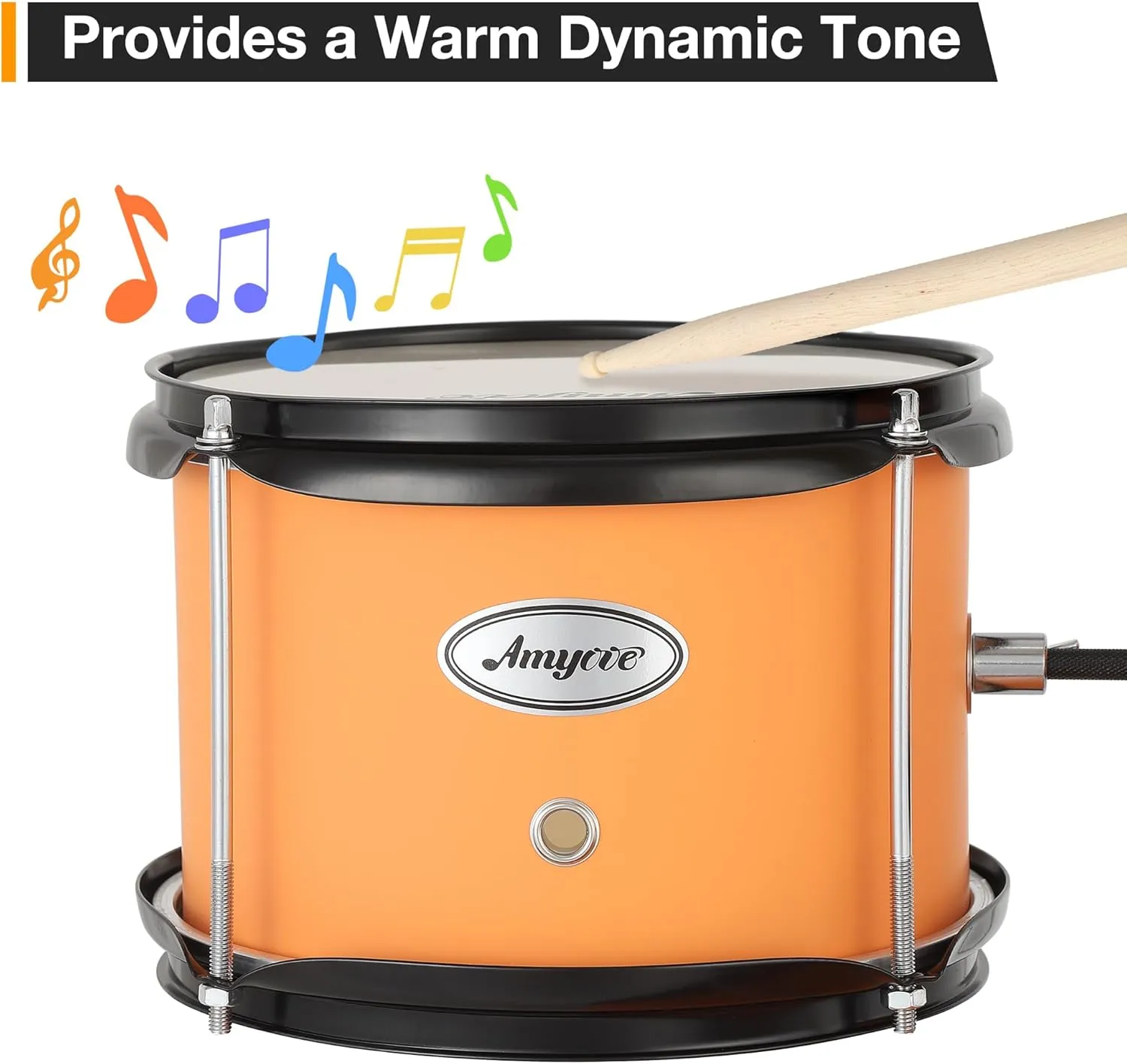 3 Piece Kids Drum Set with Cymbal, 2 Drumsticks, Pedal, 2 Tom,Beginner Junior Drum Kit with Throne Stool, Musical Instruments for Boys and Girls, Yellow