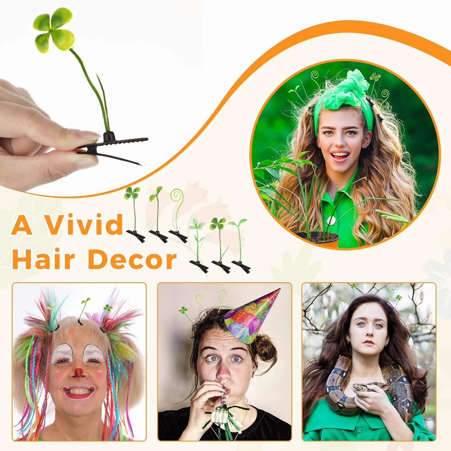 30 Pcs Bean Sprout Hair Clips Mixed Style Plant Hairpins Flower Plant Hair Clip Little Grass Barrette Butterfly Headwear Hair Accessories for Women Girl School Home Party Christmas (Greenery)