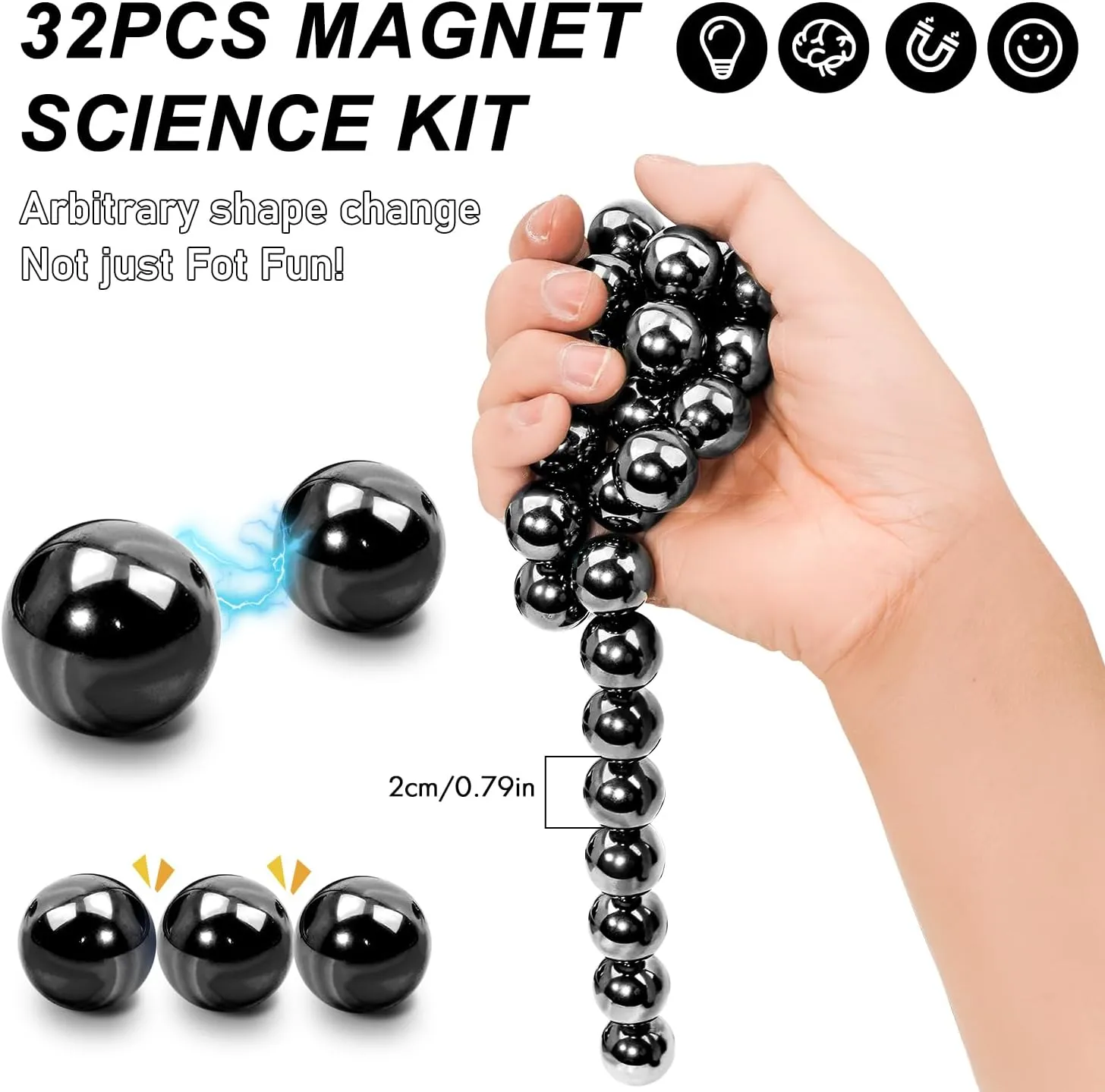 32 Pcs Magnetic Balls Fidget Toy,Adult Fidget Toys, Science Kit for Anxiety Relief,Office Desktop Decoration, Anti Anxiety, Executive Desk Toys ,Building Crafts for Teens Party Favors Gift(Balck)
