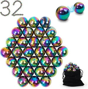 32 Pcs Magnetic Balls Fidget Toy,Adult Fidget Toys, Science Kit for Anxiety Relief,Office Desktop Decoration, Anti Anxiety, Executive Desk Toys ,Building Crafts for Teens Party Favors Gift(Colorful)