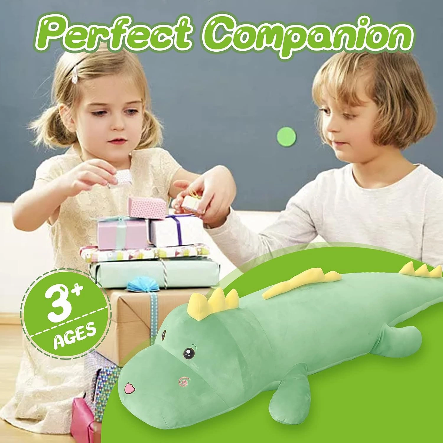 32" Giant Dinosaurs Plush Toy Pillow, Cute Dinosaur Stuffed Animals Doll, Soft Back Cushion Big Dinosaur Plushies, Gift for Kids Boys, Birthdays, Easter