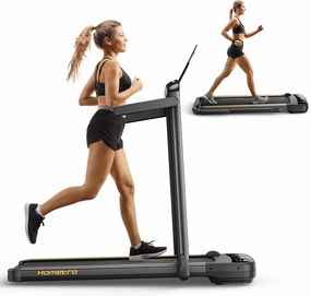 3.0HP Foldable Compact Treadmill,2 in 1 Walking Pad & Jogging Machine for Home/Office,Dual LED Touch Screens Folding Under Desk Motorized Treadmills 265lbs, App& Remote Control,Assembly-Free