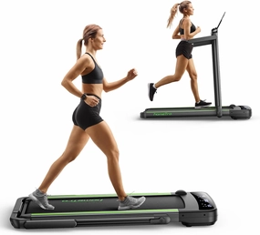 3.0HP Foldable Compact Treadmill,2 in 1 Walking Pad & Jogging Machine for Home/Office,Dual LED Touch Screens Folding Under Desk Motorized Treadmills 265lbs, App& Remote Control,Assembly-Free