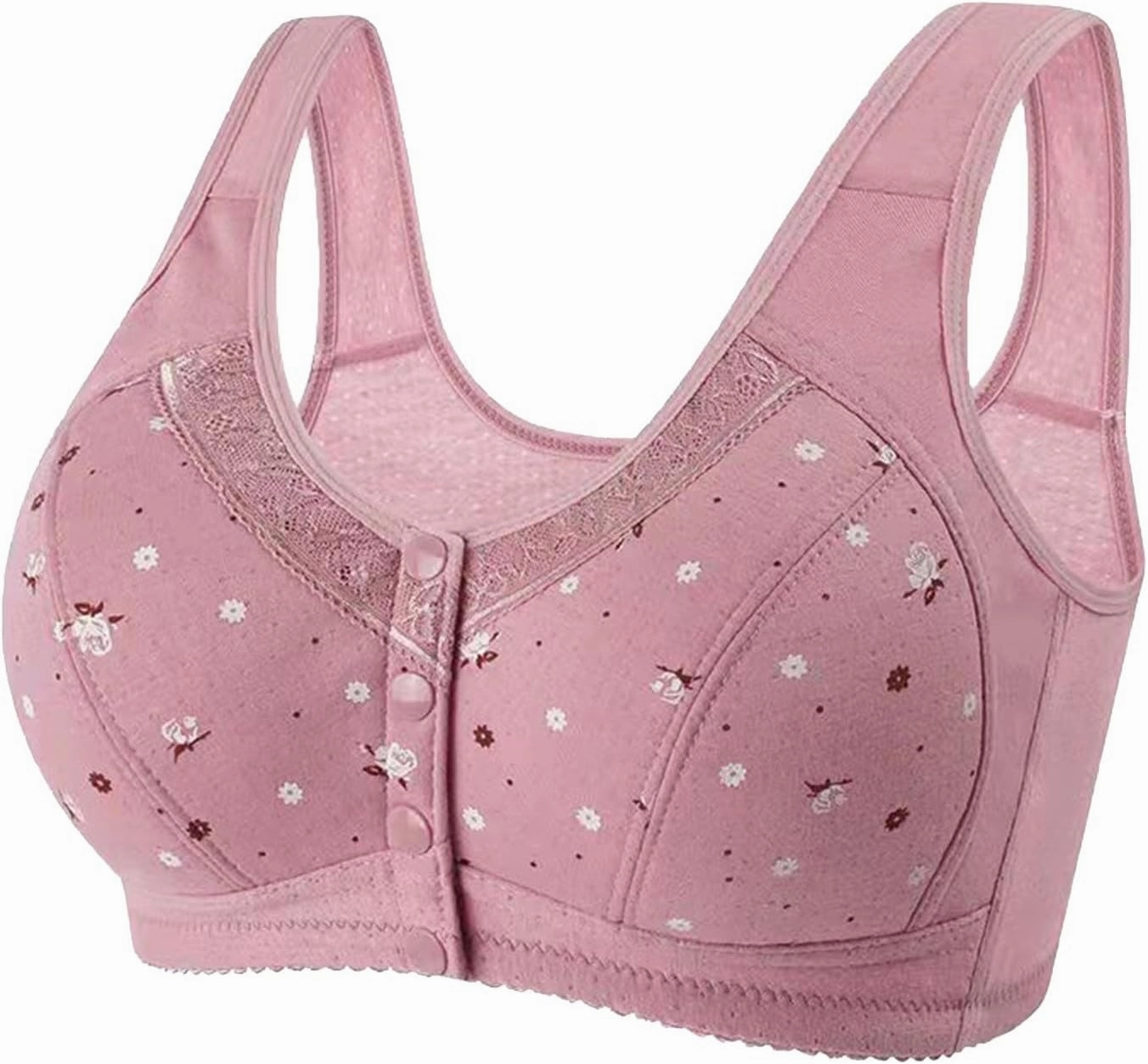 3 Pack T-Shirt Bra Older Womens Daisy Bras Front Closure Comfortable Bralettes