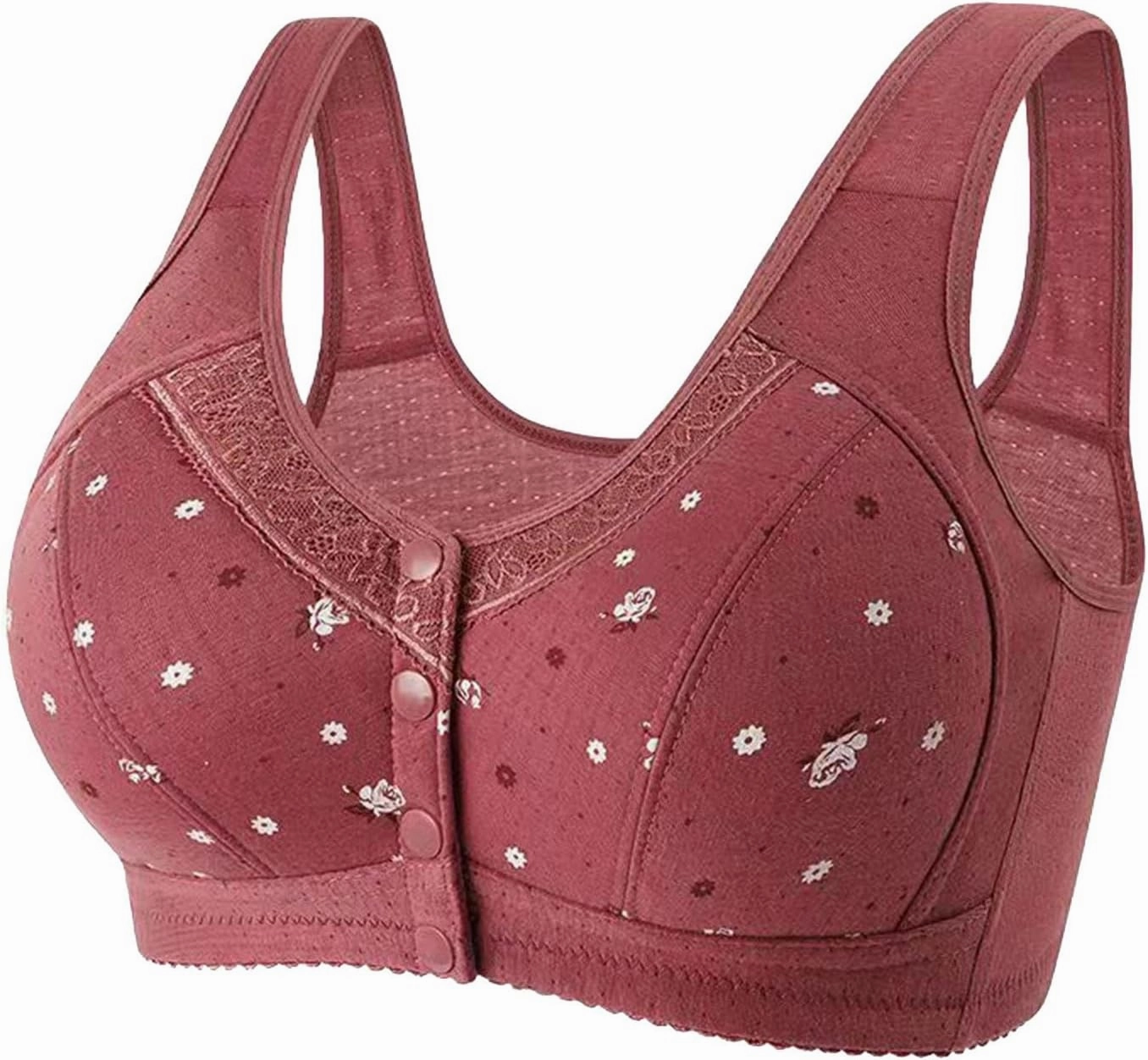 3 Pack T-Shirt Bra Older Womens Daisy Bras Front Closure Comfortable Bralettes