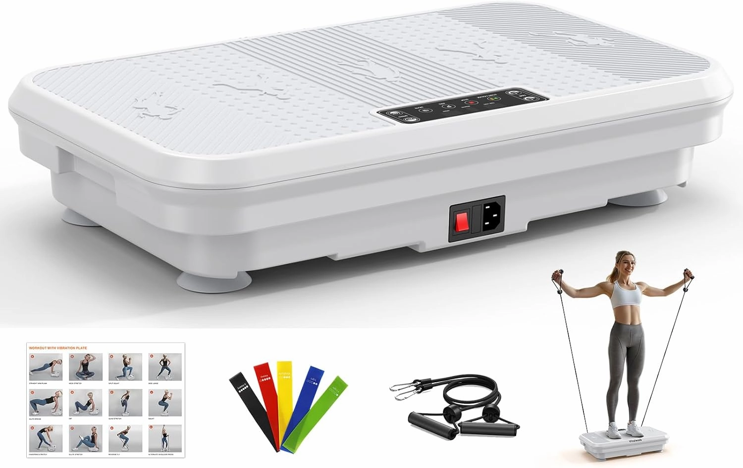 3D Vibration Plate Exercise Machine for Lymphatic Drainage, Whole Body Vibration Plate for Weight Loss, 330lbs Capacity Vibrating Platform Board Home Gym Quiet, 5 Yoga Belts & 2 Resistance Bands