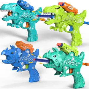 4-Pack Dinosaur Toy Guns for Toddlers Age 3-5, Small Easy Dino Blaster Toys for 5-7 Year Old Boys