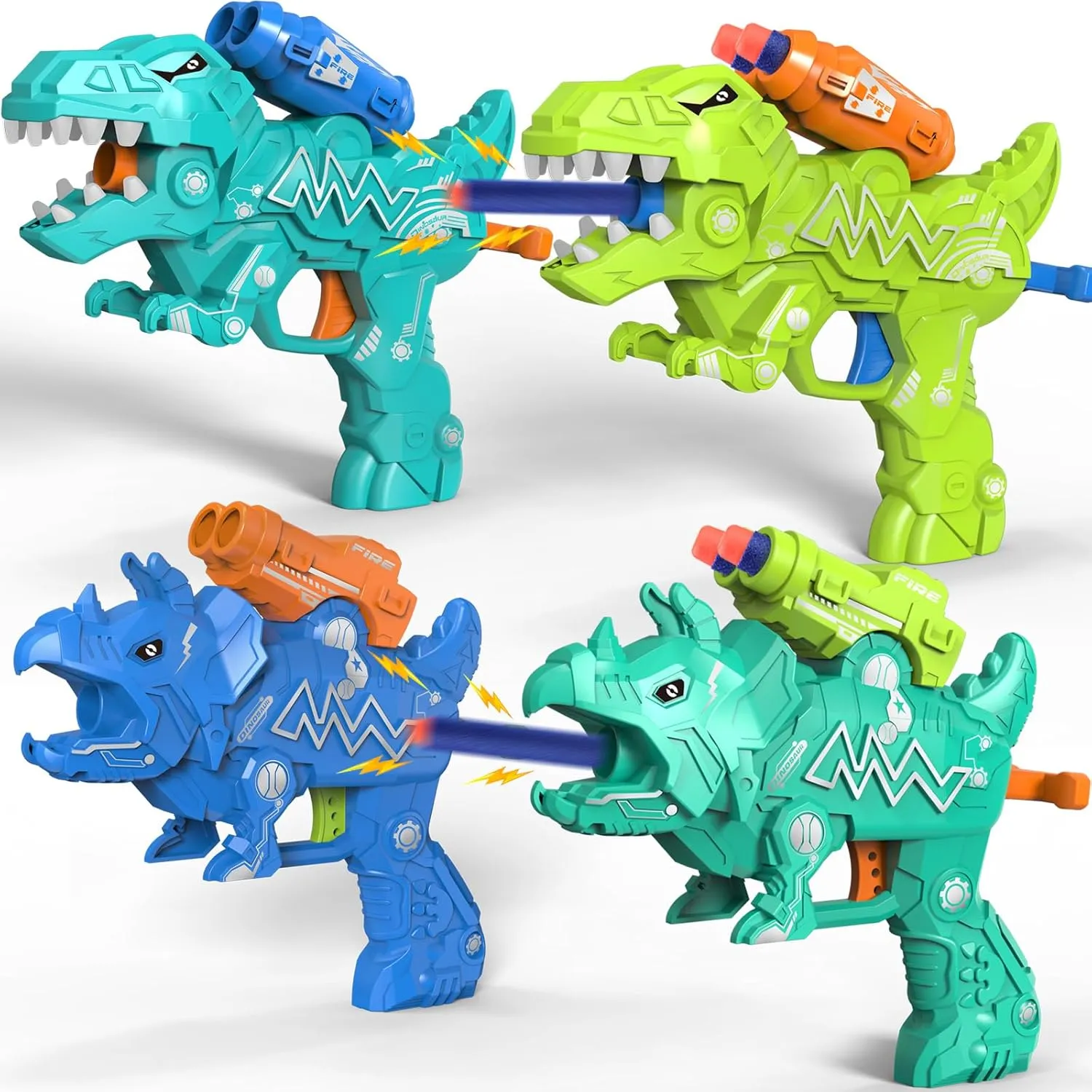 4-Pack Dinosaur Toy Guns for Toddlers Age 3-5, Small Easy Dino Blaster Toys for 5-7 Year Old Boys