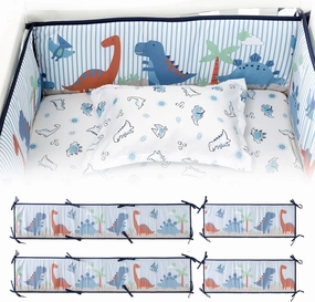4 - Side Cushioning Pads, Soft Mesh Liner Padded Crash Pad, Edge Protector for Full - Size C𝒓𝒊𝒃𝒔 (Dinosaur World)