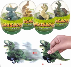 4 Pack Jumbo Dinosour Eggs with Dinosaur Pull Back Cars Dinos Vehicles Toys Inside for Kids Toddlers Boys Girls Easter Basket Stuffers Easter Egg Fillers