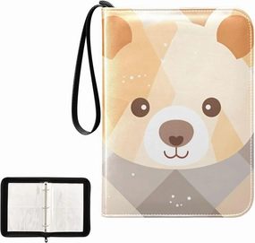 4 Pockets Trading Card Album Holder Book Folder Sports Card Binder Bear Cute 5 400 Double Side Pockets for 3 Ring Binder Zipper