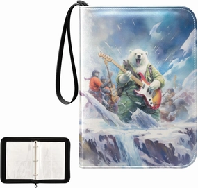 4 Pockets Trading Card Album Holder Book Folder Sports Card Binder Bear Music 400 Double Side Pockets for 3 Ring Binder Zipper