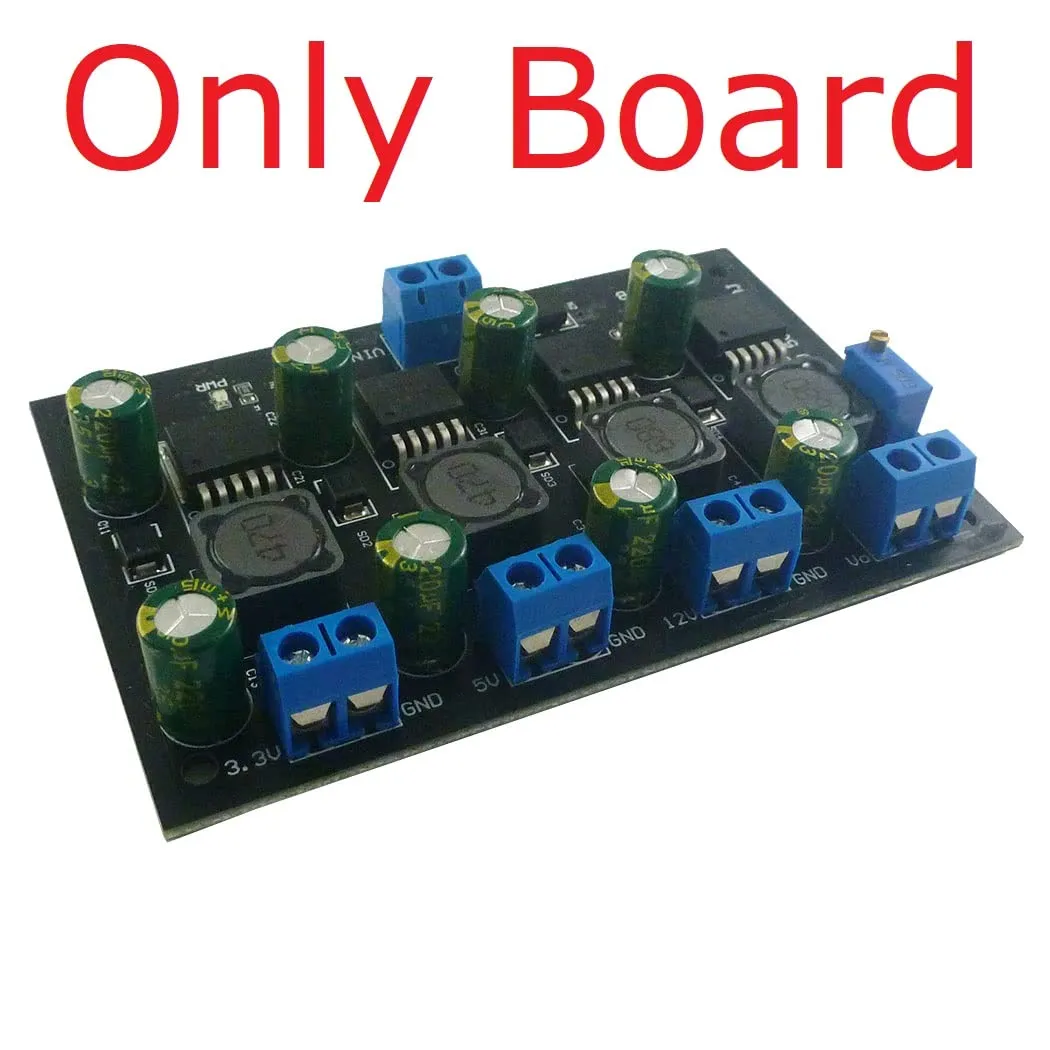 4CH 3A 3.3V 5V 12V ADJ DC DC Buck Converter Module Multiple Switching Power Supply with DIN Rail Case for PLC UPS Power Bank (no Shell)